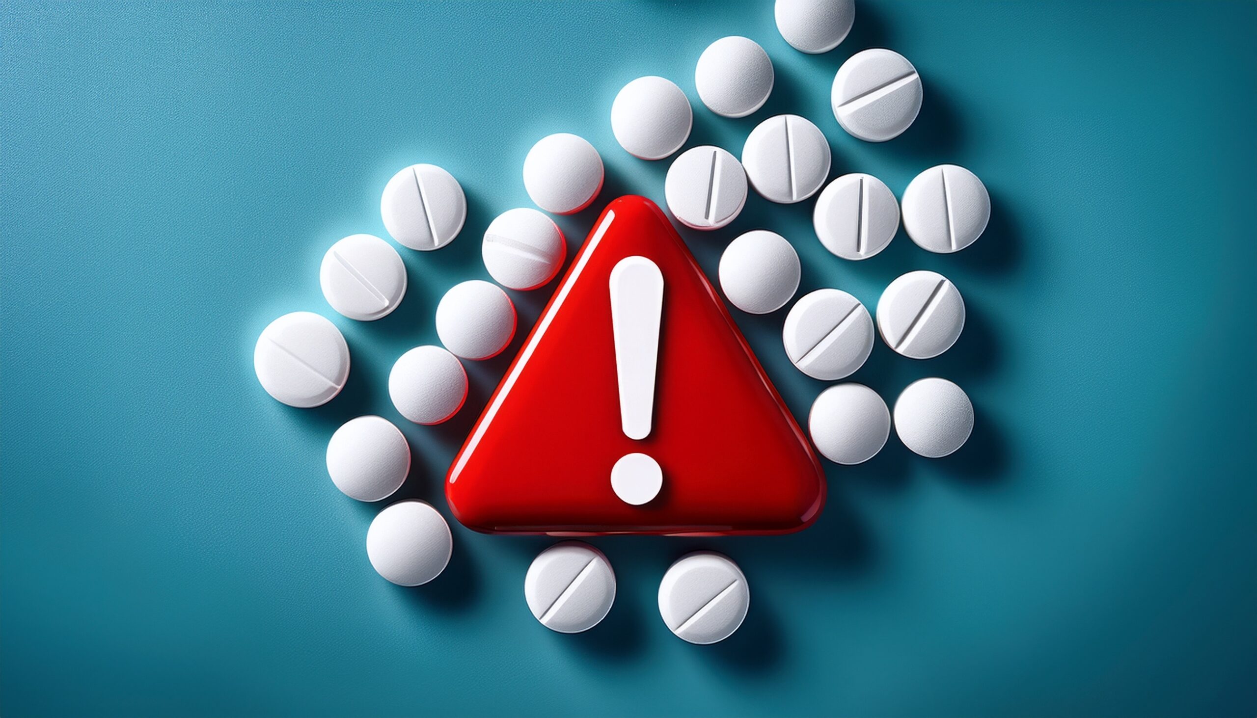 Tabletten und Ausrufezeichen