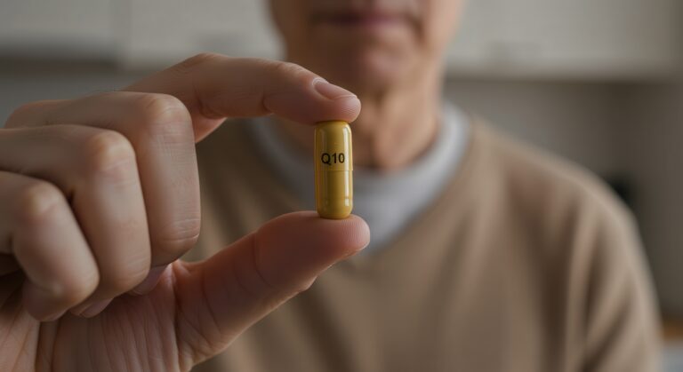 Mann mit Q10-Kapsel