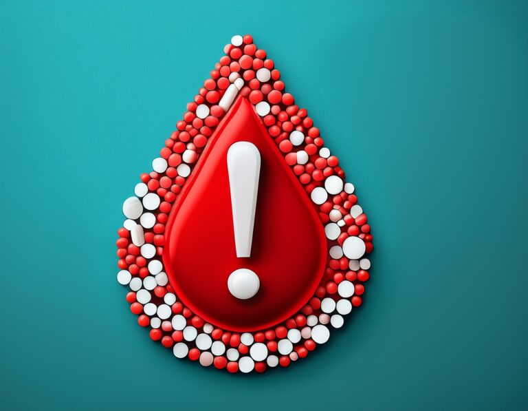 Bluttropfen mit Ausrufezeichen