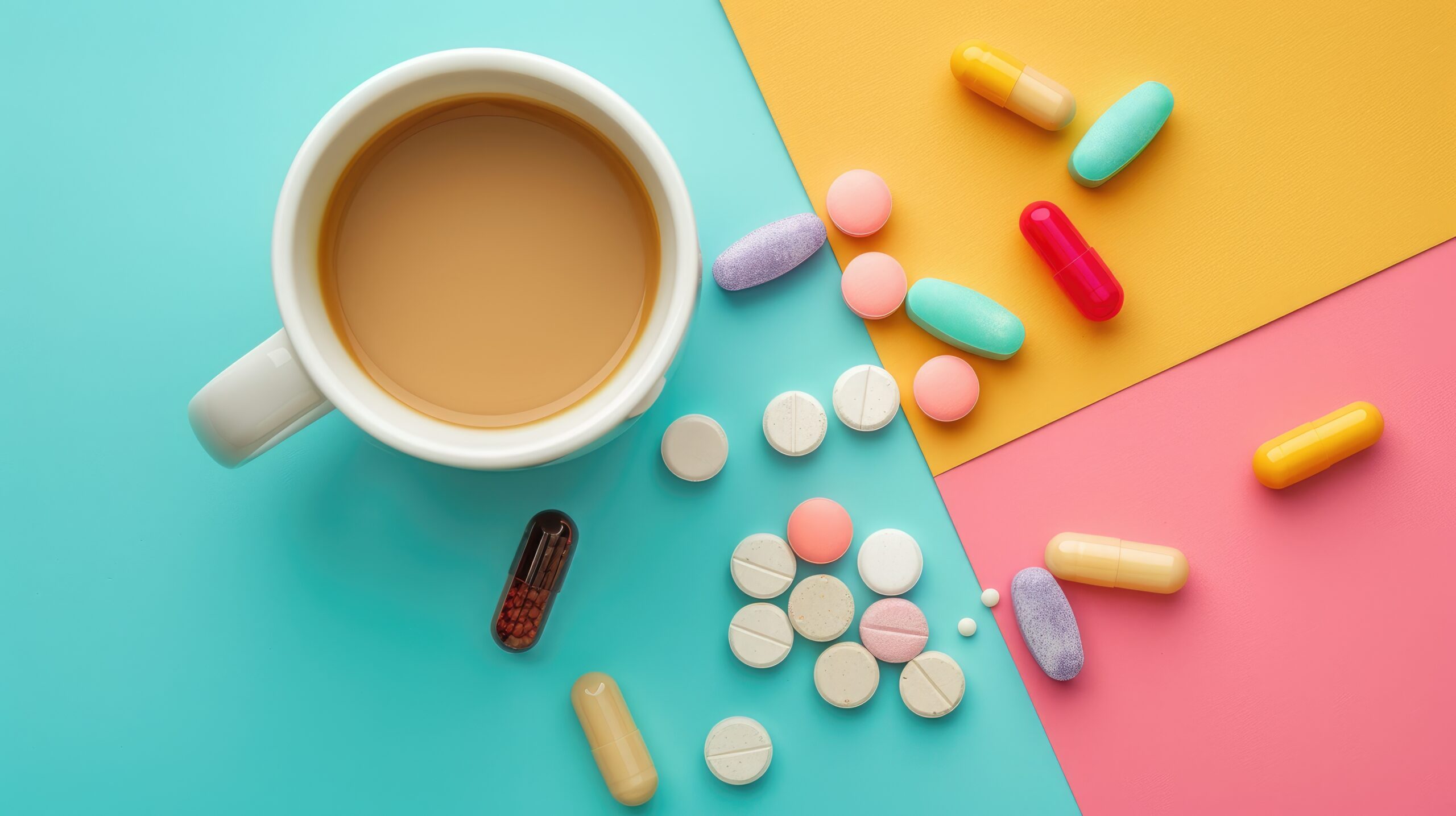 Kaffee und Tabletten