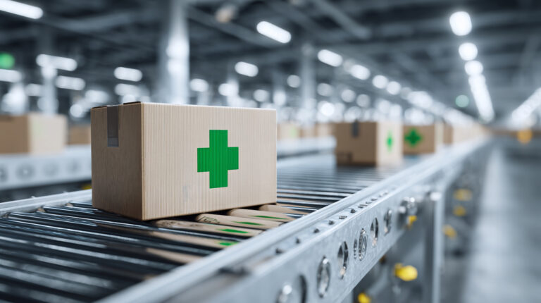 Paket auf einem Fließband
