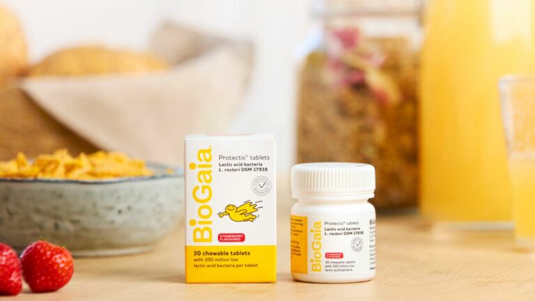 BioGaia Protectis Kids Nahrungsergänzugsmittel in englischer Aufmachung
